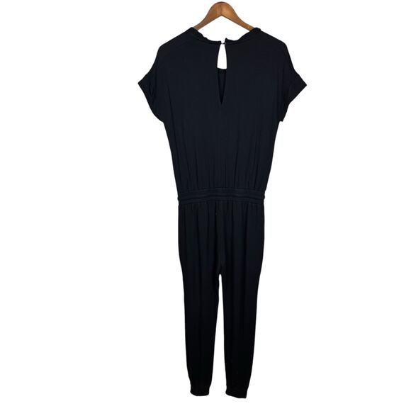 Splendid Flora Soft Black Knit Short Sleeve Elastic Waist Jogger Jumpsuit Lounge - Picture 12 of 14